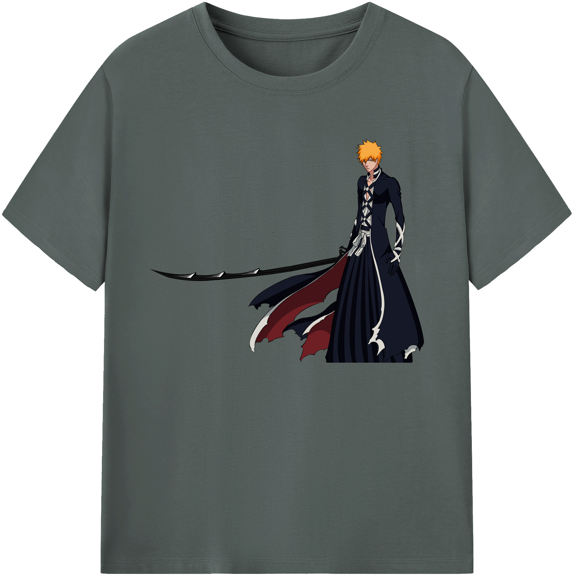 （画像用） ブリーチ 黒崎一護（くろさき いちご）BLEACH Kurosaki Ichigo 綿100％ メンズ半袖Tシャツ｜肌触りやわらか＆通気性